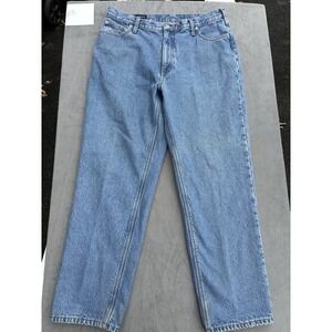 VTG 90s Lands' End Square Rigger Plaid Flannel Lined Jeans Denim Mens 36x31.5